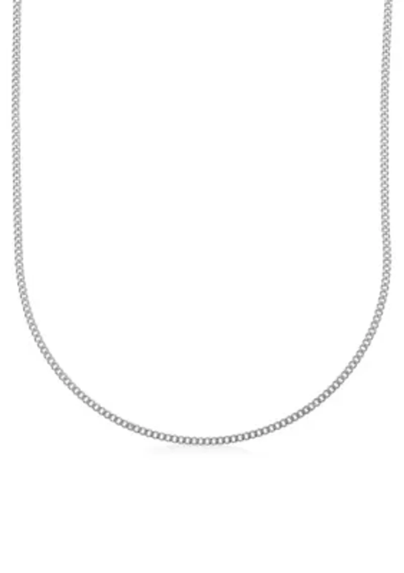Stainless Steel 2MM Curb Chain Necklace, 20" Length
