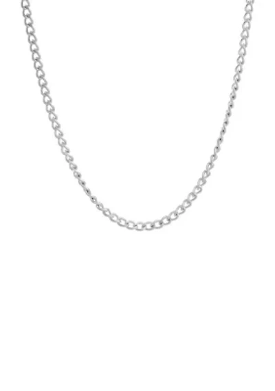 Stainless Steel 2mm Curb Chain Necklace, 24"