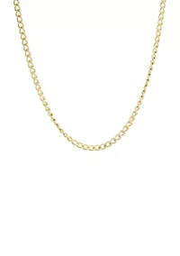 Stainless Steel 2MM Curb Chain Necklace with Goldtone Ion Plating, 20" Length