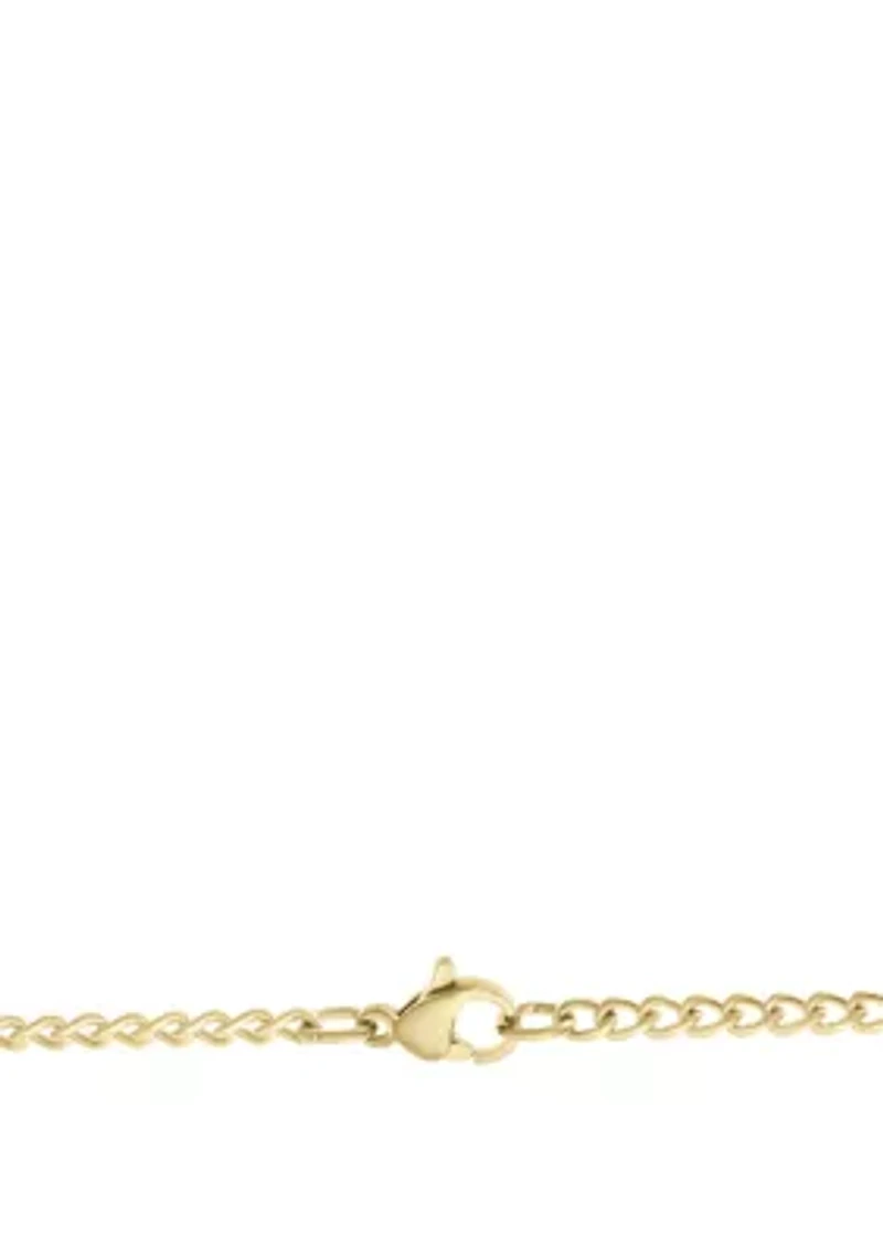 Stainless Steel 2MM Curb Chain Necklace with Goldtone Ion Plating, 20" Length