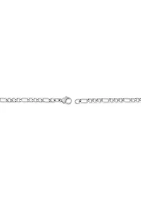 Stainless Steel 3MM Figaro Chain Necklace, 22" Length