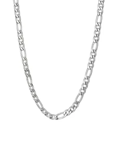 Stainless Steel 3mm Figaro Chain Necklace, 24"