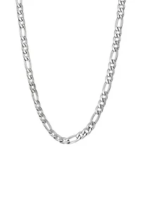 Stainless Steel 3mm Figaro Chain Necklace, 24"