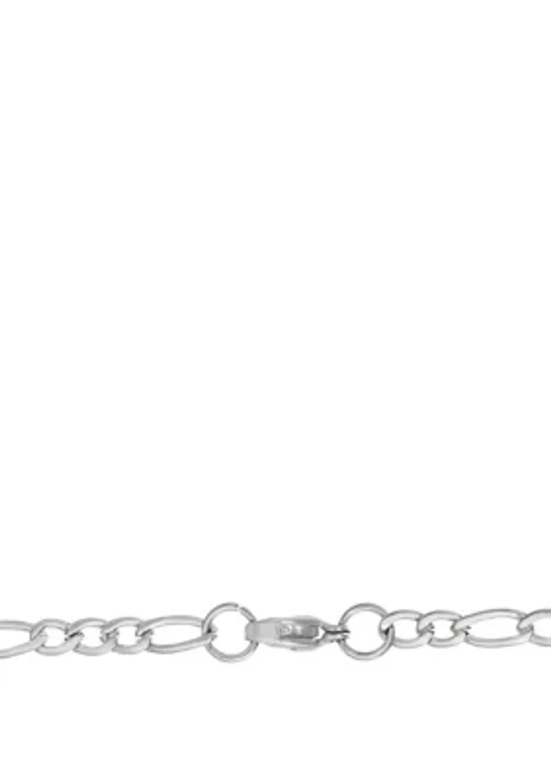 Stainless Steel 3mm Figaro Chain Necklace, 24"