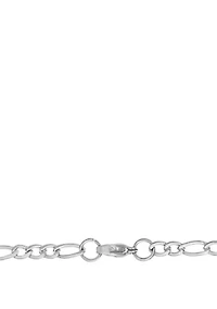 Stainless Steel 3mm Figaro Chain Necklace, 24"