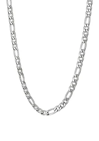 Stainless Steel 4 Millimeter Figaro Chain Necklace