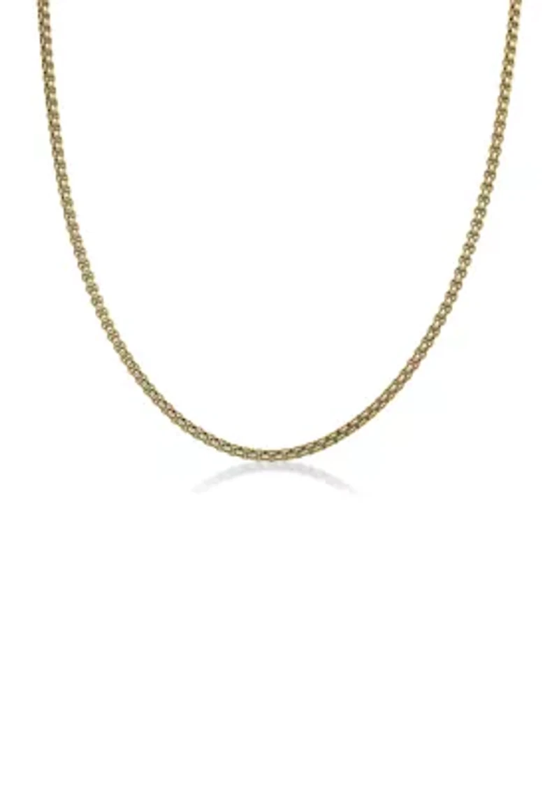 Stainless Steel 2 Millimeter Round Box Chain Necklace with Gold Tone Ion Plating