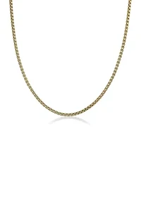 Stainless Steel 2 Millimeter Round Box Chain Necklace with Gold Tone Ion Plating
