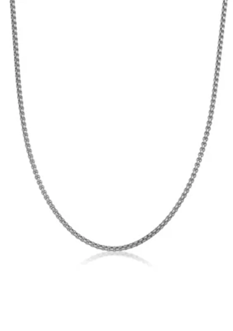 Stainless Steel 4MM Round Box Chain Necklace, 20" Length