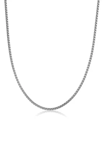 Stainless Steel 4MM Round Box Chain Necklace, 20" Length