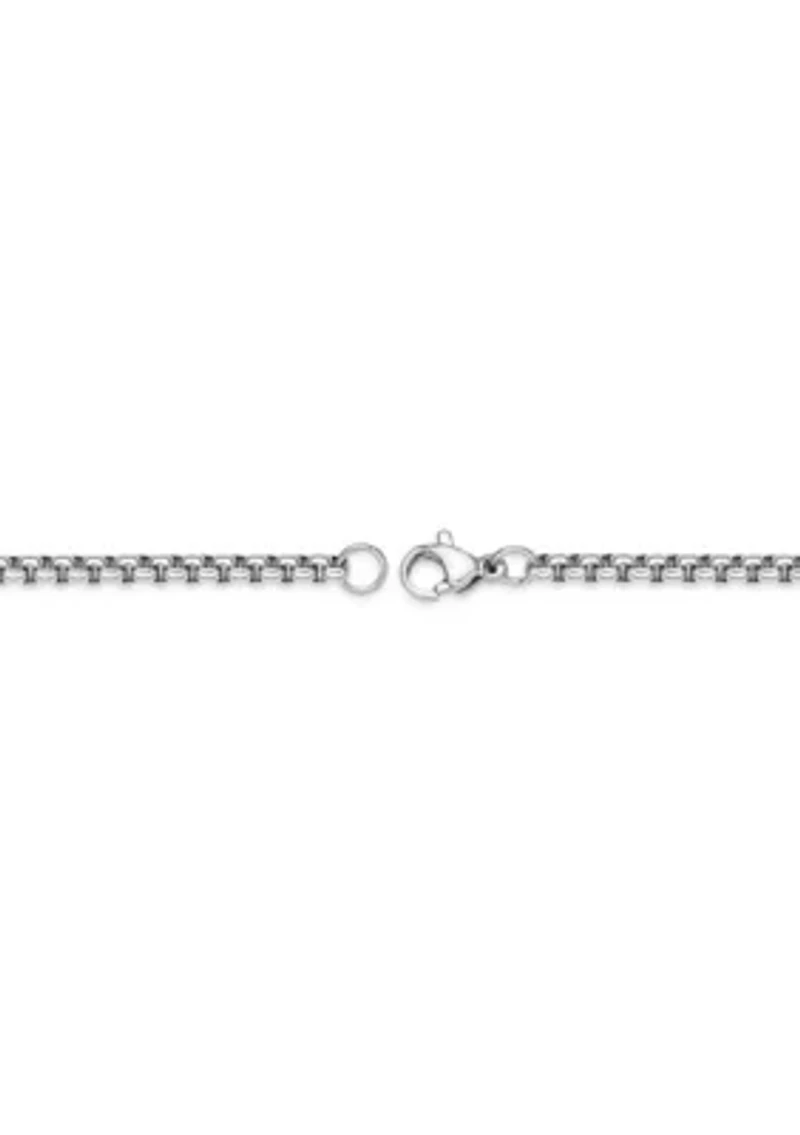 Stainless Steel 4MM Round Box Chain Necklace, 20" Length