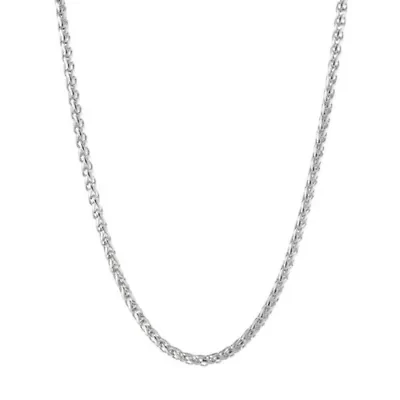 Stainless Steel 3MM Wheat Chain Necklace, 30" Length
