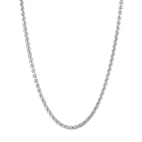 Stainless Steel 3MM Wheat Chain Necklace, 30" Length
