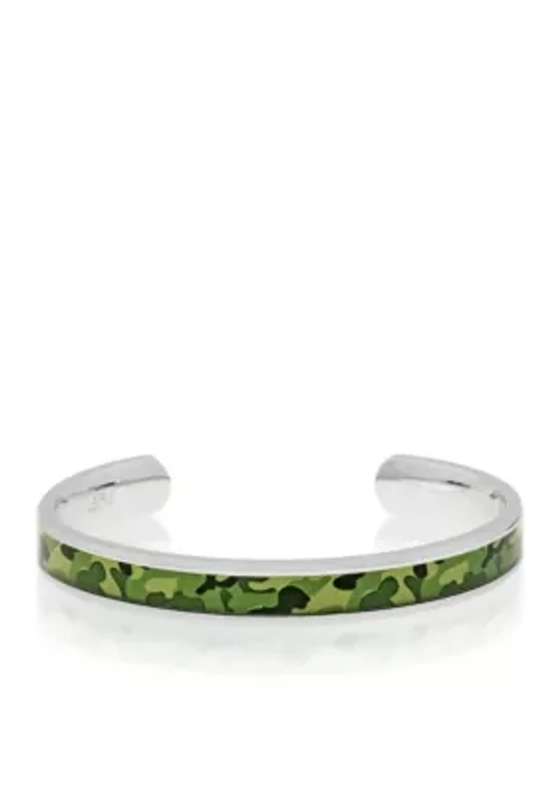 Men's Stainless Steel Green Camouflage Bangle