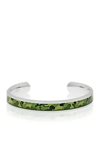 Men's Stainless Steel Green Camouflage Bangle
