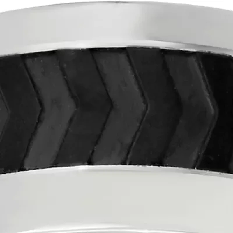 Men's Stainless Steel Ring with Black Pattern