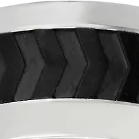 Men's Stainless Steel Ring with Black Pattern