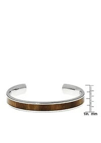 Men's Stainless Steel and Wood Cuff Bracelet