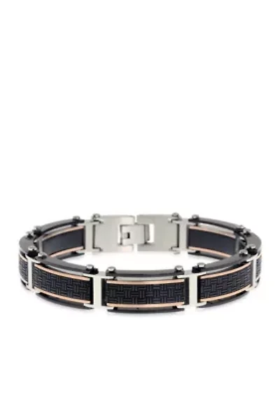 Men's Stainless Steel Textured Cable Bracelet