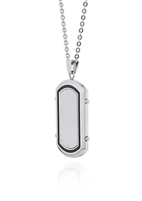 Men's Stainless Steel and Black Resin Dog Tag Pendant