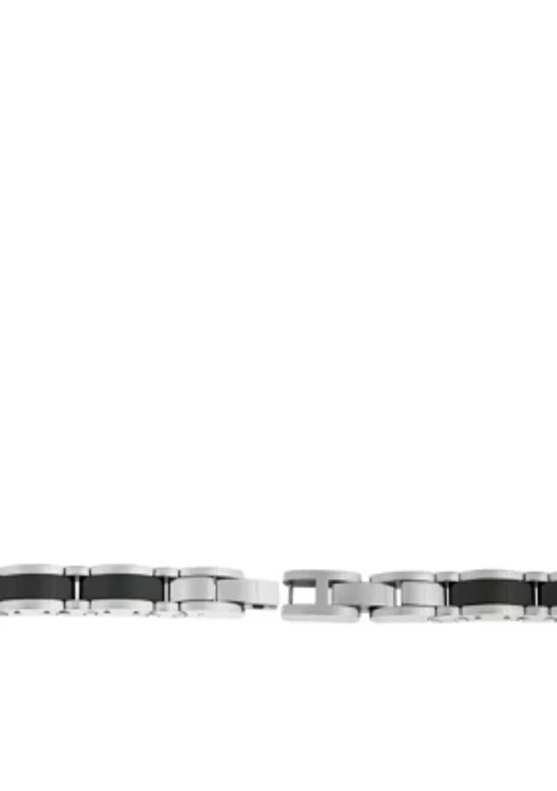Men's Stainless Steel Bracelet with Ceramic and Lock Extender