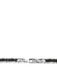 Men's Stainless Steel Bracelet with Ceramic and Lock Extender