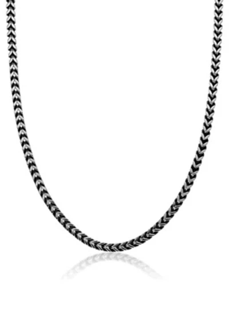 Stainless Steel 5MM Foxtail Chain Necklace with Black Plating, 22” Length
