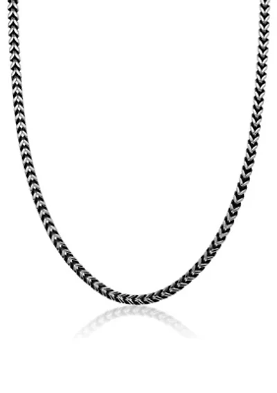 Stainless Steel 5MM Foxtail Chain Necklace with Black Plating, 22” Length