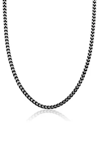 Stainless Steel 5MM Foxtail Chain Necklace with Black Plating, 22” Length