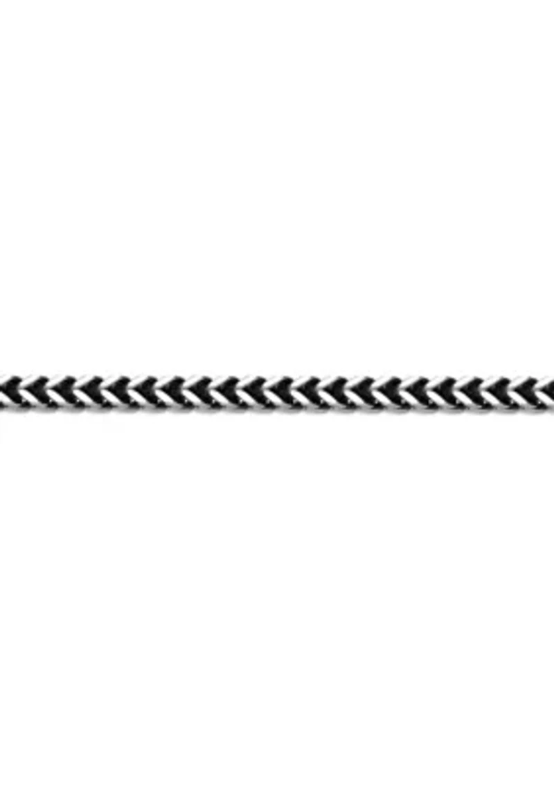 Stainless Steel 5MM Foxtail Chain Necklace with Black Plating, 22” Length