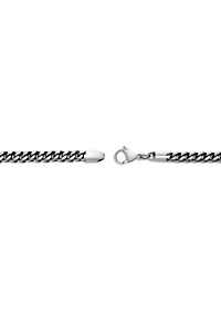Stainless Steel 5MM Foxtail Chain Necklace with Black Plating, 22” Length