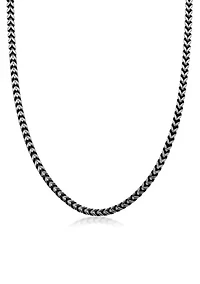 Stinless Steel 5MM Wheat Chain Necklace with Antique Finish, 30" Length