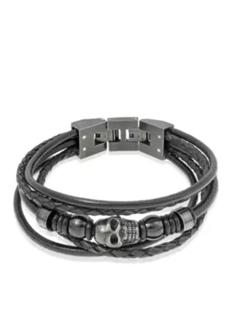 Men's Black Leather Bracelet
