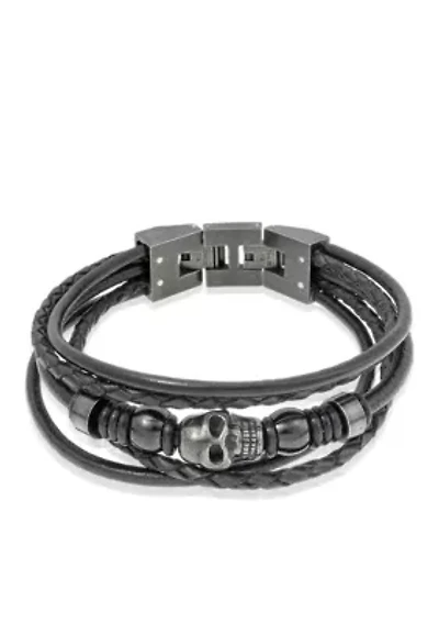 Men's Black Leather Bracelet