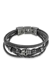 Men's Black Leather Bracelet
