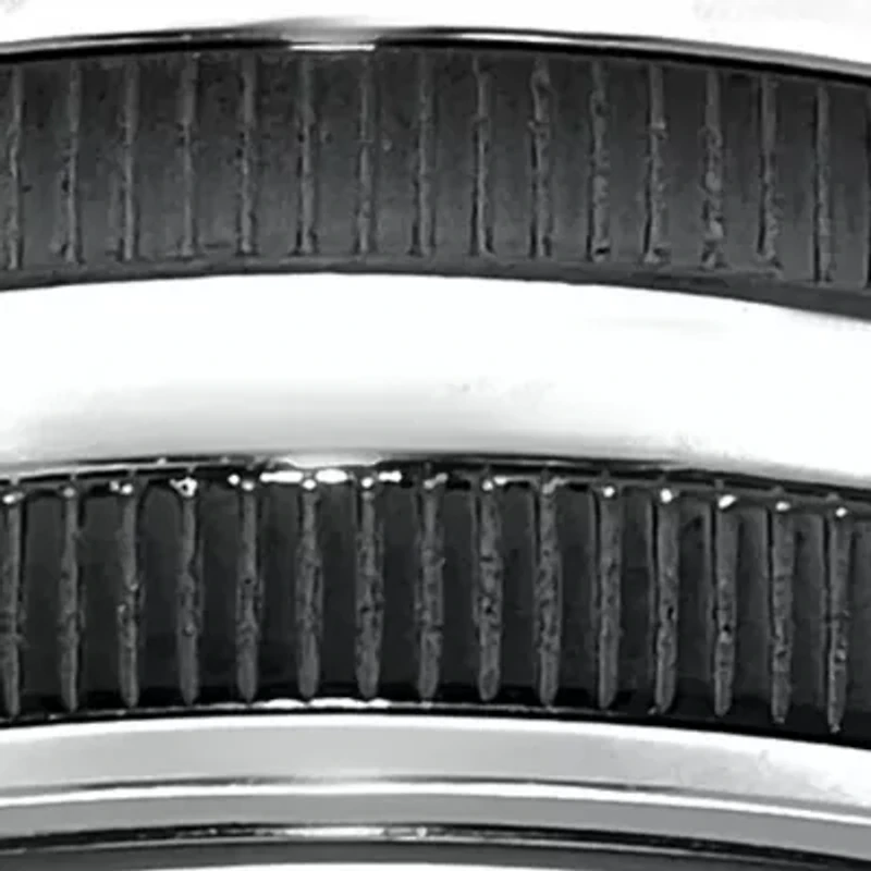 Men's Stainless Steel Ring with Black Ion Plating and Ribbed Texture