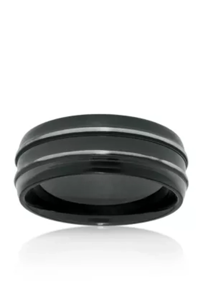 Men's Stainless Steel Black Ion Plated Ring