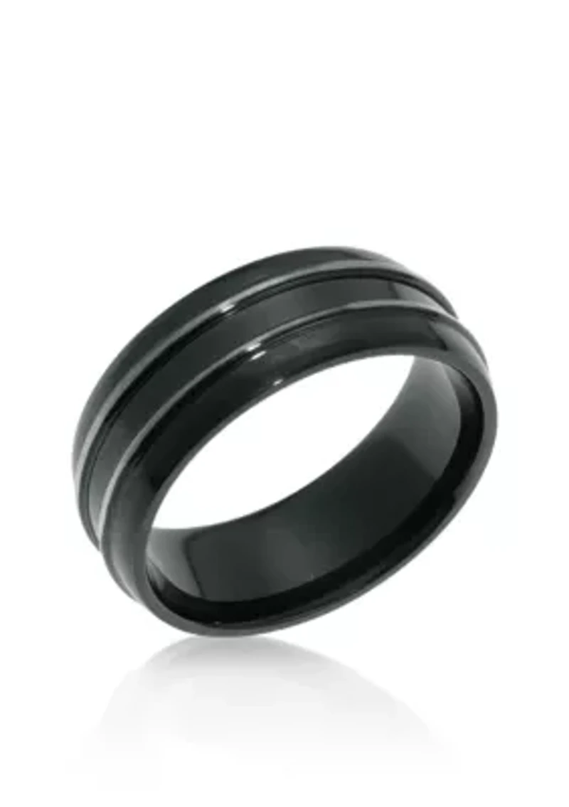 Men's Stainless Steel Black Ion Plated Ring