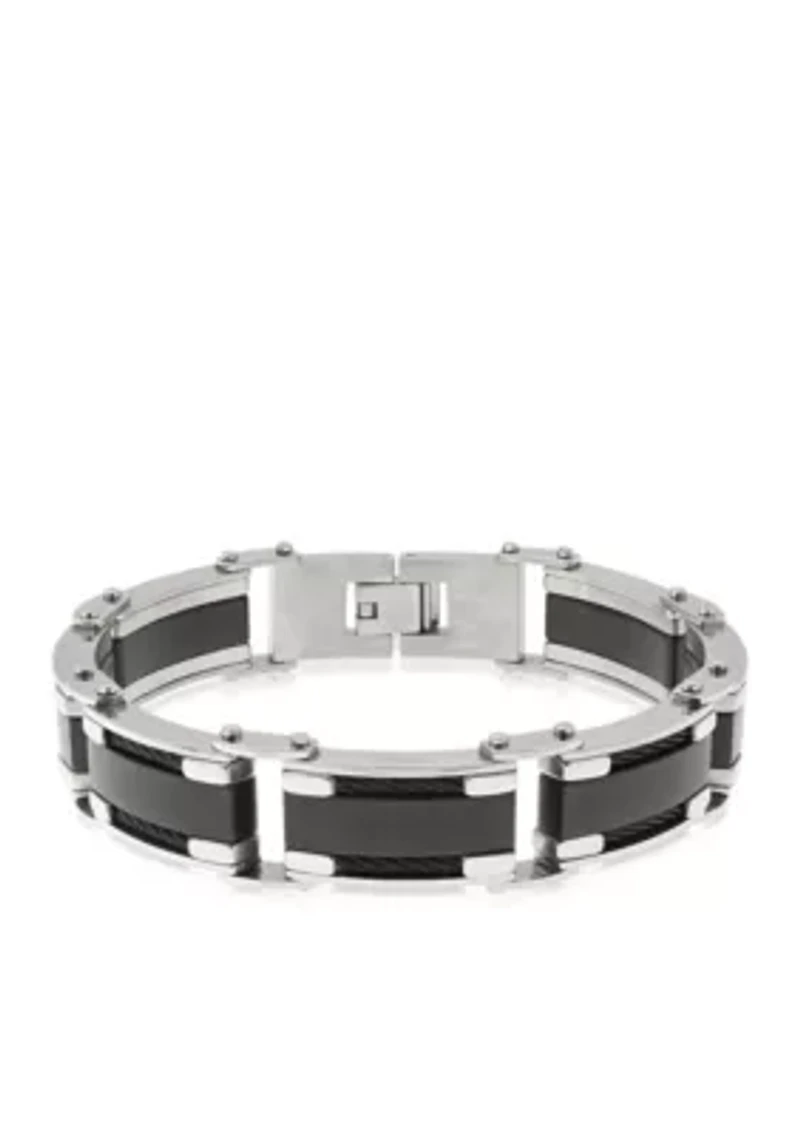 Men's Stainless Steel Bracelet with Cable