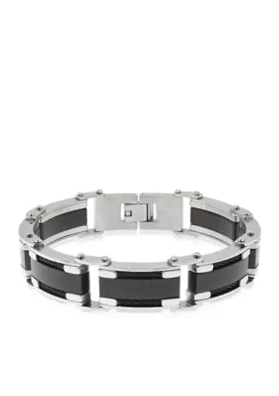 Men's Stainless Steel Bracelet with Cable