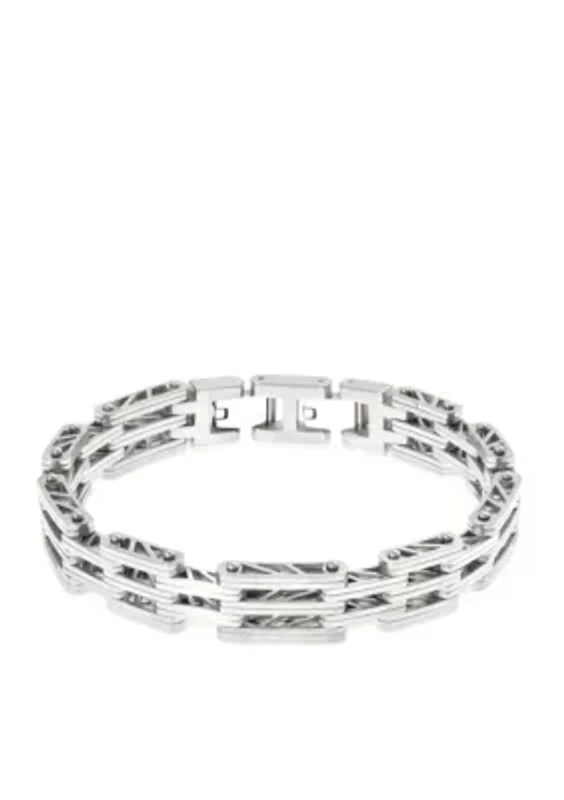 Men's Stainless Steel Bridge Link Bracelet