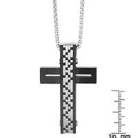 Stainless Steel Two Tone Cross Pendant Necklace