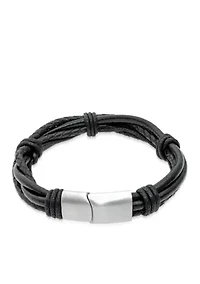 Men's Stainless Steel and Leather Bracelet