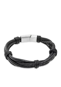 Men's Stainless Steel and Leather Bracelet