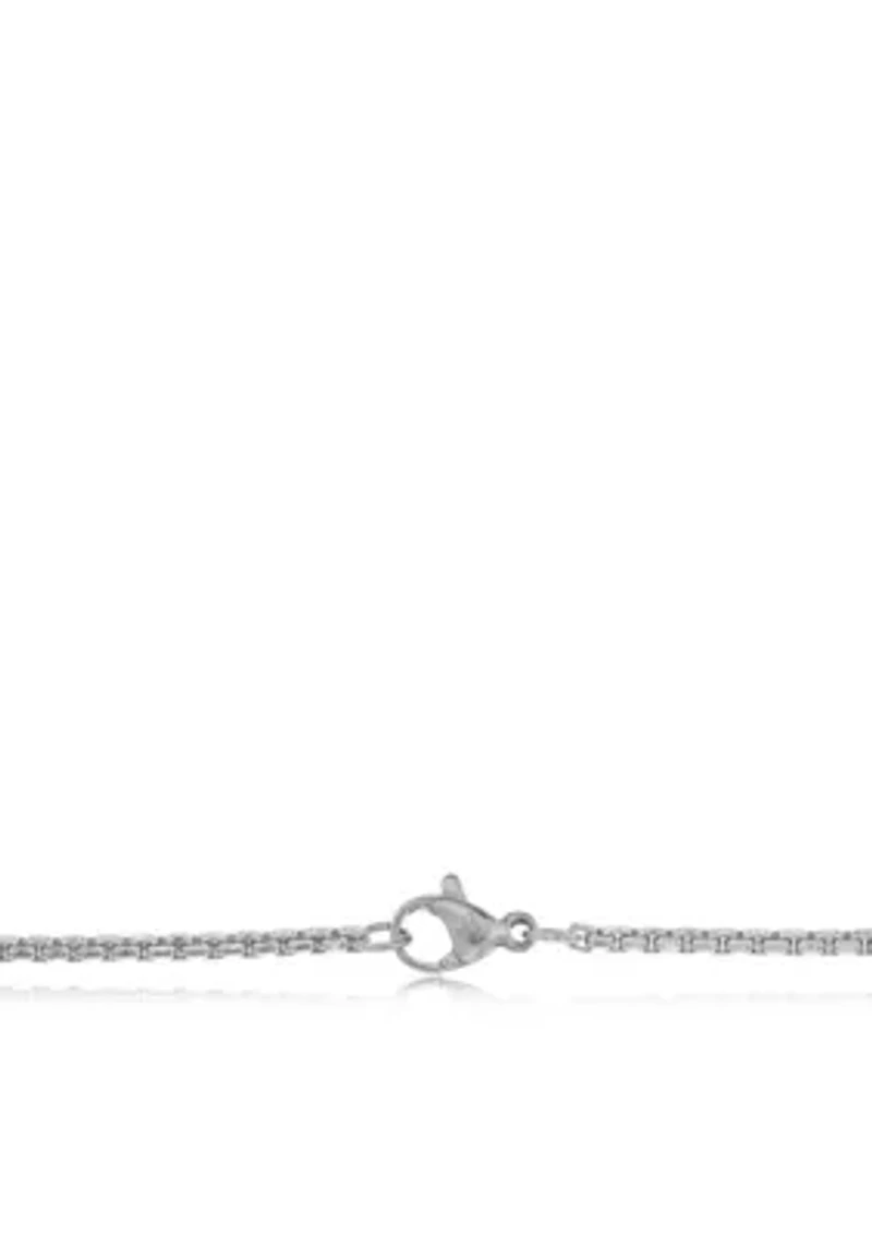 Men's Stainless Steel Textured Cross Pendant with Cubic Zirconia Center