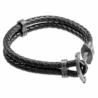 Stainless Steel and Leather Anchor Bracelet