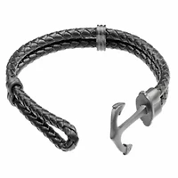 Stainless Steel and Leather Anchor Bracelet