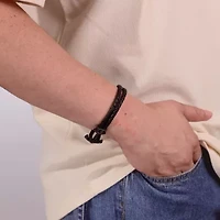 Stainless Steel and Leather Anchor Bracelet