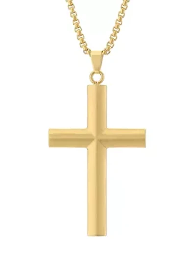 Stainless Steel Cross Pendant with Gold Tone Ion Plating