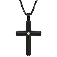 Stainless Steel Two Tone Cross Pendant Necklace
